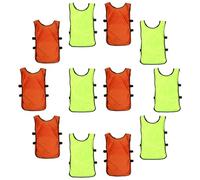 FUNOMOCYA Lot de 12 Chasubles de Football en Polyester Respirantes, Gilets D'entraînement Légers à Côtés Ouverts, Tabliers Lavables Orange et Vert Fluo pour Sport Collectif, pour Football,
