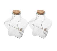 FUNOMOCYA Lot de 2 Bouteilles à Vœux en Verre Transparent d'Étoile à Cinq Branches Grandes Fioles Décoratives Bouchon en Liège pour DIY Parfum Décoration et Présents 150 ML