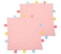FUNOMOCYA Lot de 2 Couvertures Apaisantes Sensorielles Carrées Ultra Douces à Picots avec Étiquettes Colorées, 30x30 Cm, 100% Polyester, Rose Chair, pour Bébé, Favorisant Éveil et Sommeil