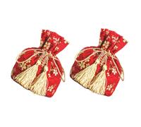 FUNOMOCYA Lot de 2 Paquet à Bonbons de Mariage en Tissu Cordon de Serrage Couleur Rouge Cerisier Pochettes Vintage pour Emballage de Sucreries et Présents de Fête Décorations Romantiques