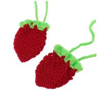 FUNOMOCYA Lot De 2 Paquet à Œufs Tricotés en Laine à Cordon, Modèle Fraise, Taille Garçon Et Filles, Pochon Décoratif pour Pâques Et Fêtes, Pocheur Multifonction pour Œufs, Bonbons Et Petits Présents
