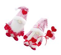 FUNOMOCYA Lot de 2 Poupées Gnomes Décoratifs Saint-Valentin, Peluches sans Visage Chapeau et Barbe, Décoration Intérieure Romantique pour Salon et Bureau, Accessoires Festifs en Peluche