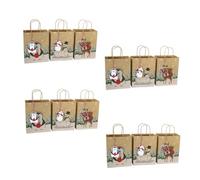 FUNOMOCYA Lot de 24 Paquet Fourre-Tout Carrés à Fond Plat en Papier Kraft Motifs Animaux de Noël Papier Kraft 24 Pochettes d'Emballage Présent Pratiques pour Fêtes et Emballages Festifs