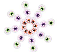 FUNOMOCYA Lot de 24 Yeux Rebondissants en Plastique 27 CM Décorations Halloween Colorées Violet Orange et Vert Jouets Amusants pour Fêtes Bricolage et Accessoires Effrayants
