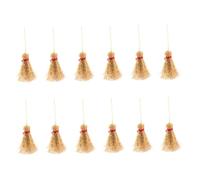 FUNOMOCYA Lot de 25 Mini Balais de Sorcière Décoratifs Tissés la Main 4,5x9 Cm Rouge pour Maison de Poupée, Accessoires Halloween pour Cabane de Jeu et Décoration Miniature