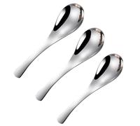 FUNOMOCYA Lot de 3 Cuillères en Acier Inoxydable 304 Tête Ronde, Manche Ergonomique, Vaisselle Solide Cuisine et Repas Quotidiens