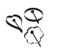 FUNOMOCYA Lot de 3 Moules à Œufs Noirs en Acier Inoxydable Résistants Chaleur, Antiadhésifs et Faciles à Démouler, pour Omelettes et Petit-déjeuner