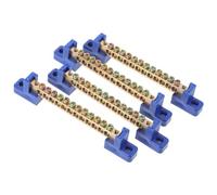 FUNOMOCYA Lot de 4 Borniers en Cuivre 6X9 MM avec Base Barre de Terre Électrique à 12 Trous Bornier de Distribution Bleu Connecteur de Mise à la Terre pour Coffret Électrique