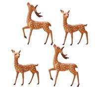 FUNOMOCYA Lot de 4 Figurines de Cerfs Miniatures en PVC Décorations Animales pour Micro-Paysage et Jardin Petites Statues Réalistes en Deux Poses pour Décoration Gâteau et Maison de