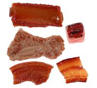 FUNOMOCYA Lot de 5 Jouets Miniatures de Côtes de Porc Braisé en PVC Réalistes Accessoires de Décoration Alimentaires Simulées Modèles D’Exposition pour Jeu Cuisine Taille Moyenne