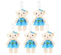 FUNOMOCYA Lot de 5 Mini Ours en Peluche Bleus 11 CM Peluche Douce et Résistante Accessoires Décoratifs Multifonctions pour Bouquet de Mariage Porte-Clés et Décoration Intérieure