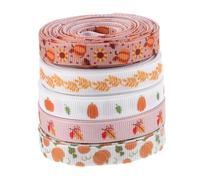 FUNOMOCYA Lot De 5 Rouleaux De Ruban De Thanksgiving Feuilles De Citrouille Rubans Gros-Grain Automne