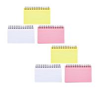 FUNOMOCYA Lot de 6 Cahiers à Spirale avec Fiches Bristol Lignées 7,6 X 12,7 Cm, Mini Bloc-notes de Poche Multicolores, Cahier Portable pour École, Bureau et Prise de Notes