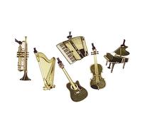 FUNOMOCYA Lot de 6 marque-pages en métal avec onglets pour écrivain - Instruments de musique - Marqueurs de livres - Accessoires de livre - Marque-page vintage en laiton - Étiquette de violon