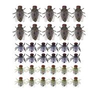 FUNOMOCYA Lot de 60 Mouches Artificielles en PVC Solide 20 Grandes Mouches Vertes 20 Drosophiles Jouets Parodiques Réalistes pour Farces Fêtes D’Halloween et Carnavals