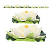 FUNOMOCYA Lot De 8 Nénuphars Artificiels Réalistes pour Bassin 17 Cm 10 Cm Plantes Aquatiques Flottantes en Mousse pour Bureau Et Bassins Extérieurs