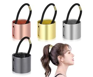FUNOMOCYA Manchette pour Queue de Cheval en Alliage Métal 4pcs Bande Élastique et Charnière Ressort pour Usage Quotidien et Soirées, Accessoires Coiffure Femmes Filles