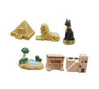 FUNOMOCYA Maquette Miniature De L'égypte Antique 6 Pièces, Statues Décoratives Égyptiennes en Résine Colorée, Figurines Détaillées De Pyramide Et Sphinx pour Décoration Intérieure Et Collection