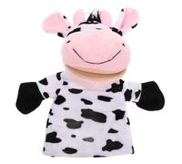 FUNOMOCYA Marionnette Main Peluche Vache avec Bouche Mobile pour Garçon Fille Interactif Doux pour Jeux Imagination Conte et Activités Préscolaires Marionnette Garçon Fille pour Jeu Créatif