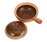 FUNOMOCYA Marmite en Terre Cuite 600 Ml Couvercle Petit Pot à Riz Asiatique pour Mijotage Cuisson Uniforme Cuisson Maison en Argile Naturelle