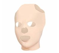 FUNOMOCYA Masque de style crochet d'oreille beige en nylon et spandex, masque raffermissant pour femme avec design intégral contre double menton et plis nasogéniens