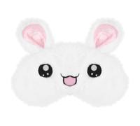 FUNOMOCYA Masque pour les yeux lapin blanc en peluche, bandeau flexible à haute élasticité, léger et confortable pour dormir, maison ou voyage