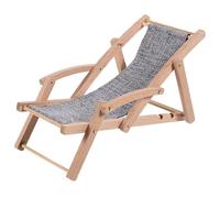 FUNOMOCYA Mini Chaise Longue de Plage Miniature Grise pour Maison de Poupée, Décoration Réaliste en Matériau Stable, Accessoire Compact pour Micro-Paysage, Chaise Décorative pour Poupée, 1