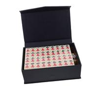 FUNOMOCYA Mini Mahjong Set Portable with Engraved Solid Melamine Tiles Compact Chinese Game for Travel Dorm Entertainment and Outdoor Gatherings