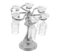 FUNOMOCYA Miniature Dollhouse Wine Glass Set with Rack Plastic Stemware Holder for Kitchen and Dining Table Decor Creative Micro Landscape Accessory