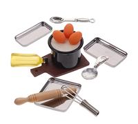 FUNOMOCYA Miniature Outils de Cuisine Résine et Bois Plateau de Cuisson et Batteur à Œufs Accessoires Décoratifs pour Maison Miniature Décoration Réaliste et Détaillée pour Mini Cuisine