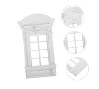 FUNOMOCYA Miniature Window Frame for Dollhouse European Style Plastic Craft Supply with Roman Columns and Badges DIY Tiny House Decoration Accessory for Hobbyists and Collectors
