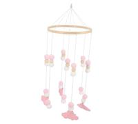 FUNOMOCYA Mobile de Lit Garçon Fille avec Cloche Bois et Boules Feutre Suspension Décorative Étoile et Éléphant pour Chambre Garçon Fille Éveil Sûr et Cadeau Naissance et Anniversaire
