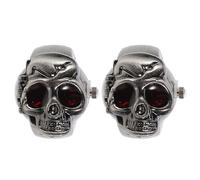 FUNOMOCYA Montre à Doigt Cool Punk en Alliage de Zinc avec Couvercle Rabattable et Design Tête de Mort, Style Rétro, 2 Pièces pour Usage Quotidien