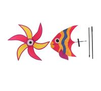 FUNOMOCYA Moulin à Vent Coloré Poisson Décoratif pour Jardin et Fête Ornement Extérieur Animé pour Garçon Fille et Événements