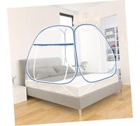 FUNOMOCYA Moustiquaire de Lit Moustiquaire Pliable Forme Yourte Mongole Filet Intégral avec Zip Facile à Installer et Transporter Bleu