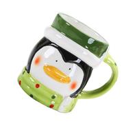 FUNOMOCYA Mug en Céramique Pingouin de Noël 1 Pièce Tasse à Café Eau Poignée Ergonomique Ouverture Arrondie Réutilisable et Alimentaire pour Boissons Chaudes en Hiver