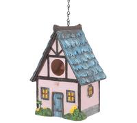 FUNOMOCYA Nichoir à Oiseaux Suspendu en Résine Rose Petit Nid Nourricier pour Jardin et Balcon Maison D’Extérieur Résistante pour Oiseaux Décoration Artisanale de Jardin Abri Protecteur