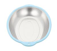 FUNOMOCYA Panier de Drainage Acier Inoxydable pour Fruits et Légumes Égouttoir Multifonctionnel avec Tamis Fin Design Perforé pour Drainage Optimal Petit Modèle Bleu