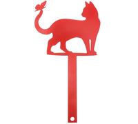 FUNOMOCYA Panneau de Boîte aux Lettres Décoratif en Fer Rouge Silhouette Féline et Insecte, Drapeau de Remplacement Robuste pour Jardin, Ornement Extérieur Original pour Pelouse et Porte