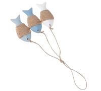 FUNOMOCYA Pendentif Poisson En Bois Petit, Décoration De Rideau Suspendue Blanche, Motif Trois Petits Poissons, Ornement Mural Nautique Pour Maison Et Salle à Manger