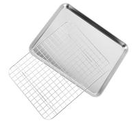 FUNOMOCYA Plaque de Cuisson en Acier Inoxydable 430 avec Grille 201, Dimensions 31,5 X 24,5 X 2,5 Cm, Ensemble pour Four Polyvalent, Cuisson et Refroidissement Pâtisserie, Ustensile Cuisine