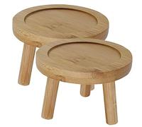 FUNOMOCYA Plateau Soucoupe pour Pot De Fleurs en Bambou 2 Pcs pour Jardinières Et Succulentes Intérieur, Diamètre Intérieur Variable, Accessoire Décoratif Et Fonctionnel pour Plantes D’intérieur