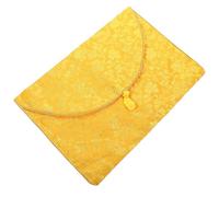 FUNOMOCYA Pochette en Brocart Brodée pour Livres D’écritures Bouddhistes, Paquet de Rangement Compact et Léger, Protection Mousse Intérieure, Motif Chinois Jaune Dragon, Paquet Pratique