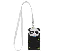 FUNOMOCYA Porte-Badge en PVC Souple Cordon Tour de Cou Étui Transparent Anti-Éclaboussures pour Cartes D’Élève Badge Professionnel et Carte D’Identité Motif Panda Mignon Protection