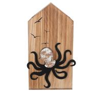 FUNOMOCYA Porte-Stylo en Bois Méditerranéen Grand Format avec Motif Poulpe Pot à Crayons Décoratif pour Bureau et École Organiseur de Bureau Polyvalent en Pin Massif Naturel Accessoire