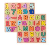 FUNOMOCYA Puzzle Éducatif Bois pour Garçon Fille Jeu Encastrement Lettres Majuscules et Chiffres Pédagogique pour Apprentissage Cognitif Cadeau pour Ans et Plus