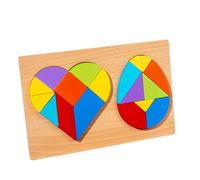 FUNOMOCYA Puzzle Tangram Bois Forme Cœur et Œuf Jeu Éducatif DIY pour Garçon Fille Montessori et Éveil Casse-tête Jigsaw Stable et Créatif pour Garçons et Filles