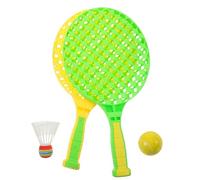 FUNOMOCYA Raquette de Badminton Garçon et Filles 2 Pièces en Plastique Vert Clair avec Balle PU pour Entraînement et Jeu Parent-garçon et Filles en Plein Air, Équipement Sportif Ludique