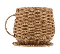 FUNOMOCYA récipient à fruits panier en rotin en plastique panier de fleurs portable Imitation Khaki