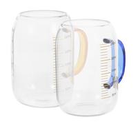 FUNOMOCYA Set de 2 Tasses en Verre Transparent de 260ml Poignée, Résistantes la Chaleur et Micro-ondes, pour Petit-déjeuner et Boissons Lactées Couleur Aléatoire